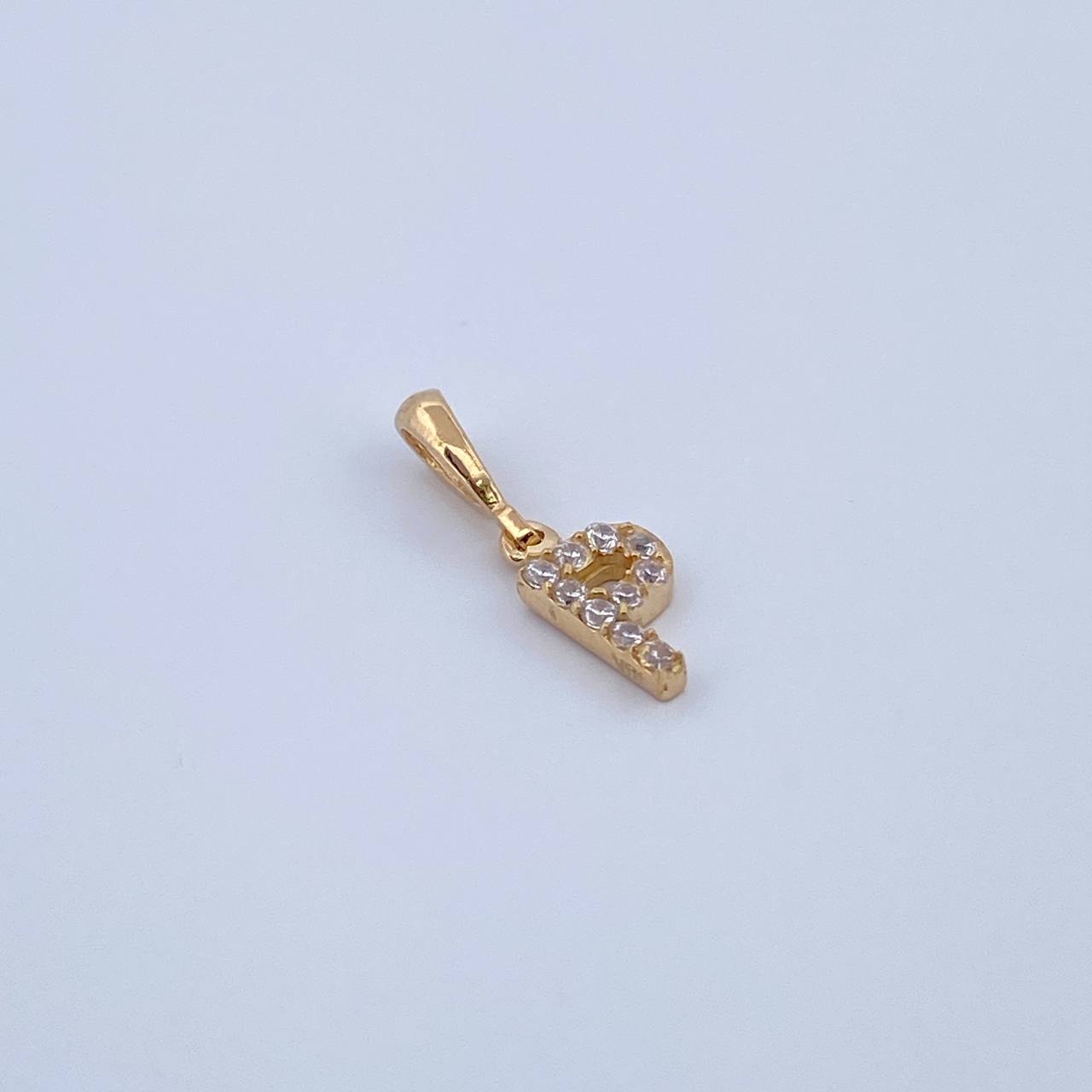Pendant Letter P 0.5gr / 1.5cm / White Zircons Yellow Gold 18K &