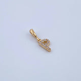 Pendant Letter P 0.5gr / 1.5cm / White Zircons Yellow Gold 18K &
