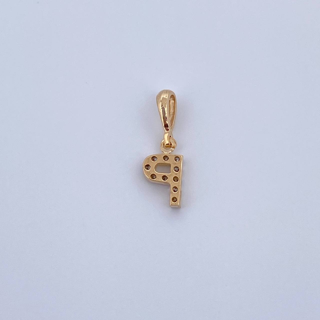 Pendant Letter P 0.5gr / 1.5cm / White Zircons Yellow Gold 18K &