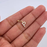 Pendant Letter P 0.5gr / 1.5cm / White Zircons Yellow Gold 18K &
