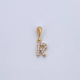 Pendant Letter R 0.6gr / 1.5cm / White Zircons Yellow Gold 18K &