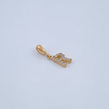Pendant Letter R 0.6gr / 1.5cm / White Zircons Yellow Gold 18K &