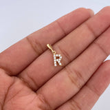Pendant Letter R 0.6gr / 1.5cm / White Zircons Yellow Gold 18K &