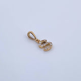 Dije Letra S 0.65gr / 1.5cm / Circones Blancos Oro Amarillo 18K &