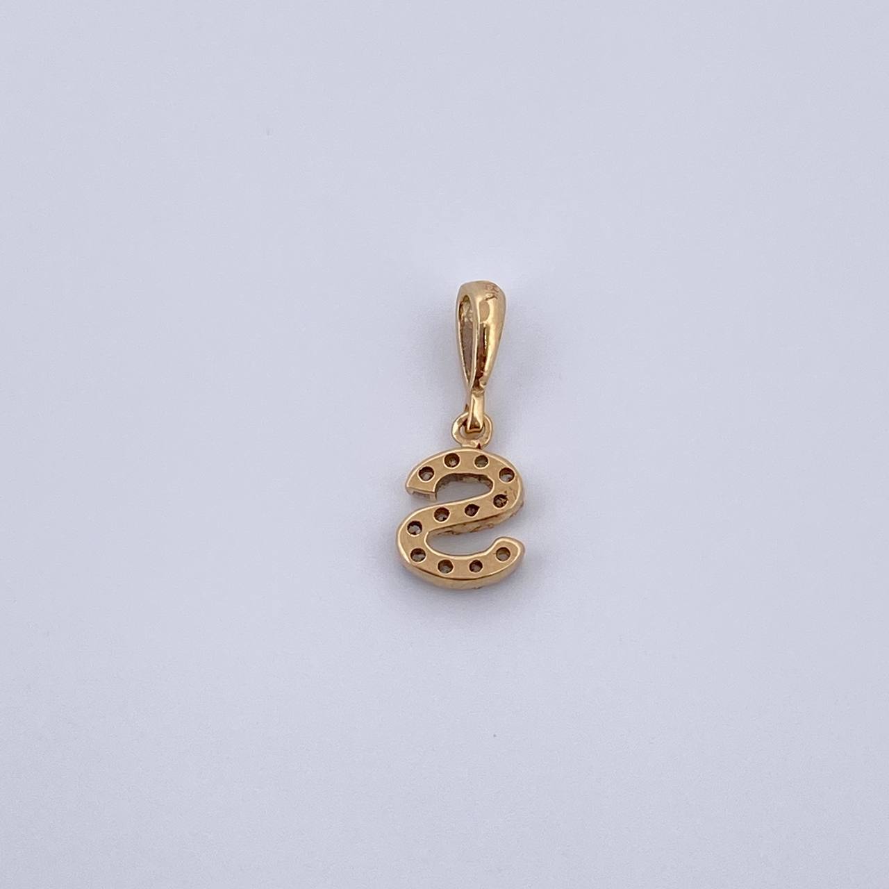 Dije Letra S 0.65gr / 1.5cm / Circones Blancos Oro Amarillo 18K &