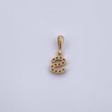 Dije Letra S 0.65gr / 1.5cm / Circones Blancos Oro Amarillo 18K &