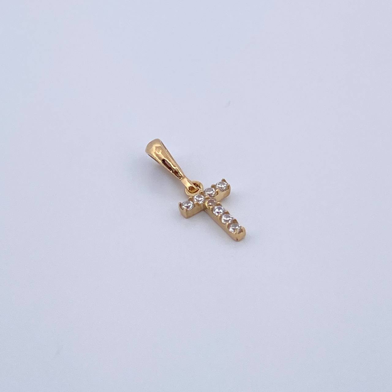 Pendant Letter T 0.4gr / 1.5cm / White Zircons Yellow Gold 18K &