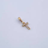 Pendant Letter T 0.4gr / 1.5cm / White Zircons Yellow Gold 18K &
