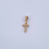 Pendant Letter T 0.4gr / 1.5cm / White Zircons Yellow Gold 18K &