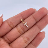 Pendant Letter T 0.4gr / 1.5cm / White Zircons Yellow Gold 18K &