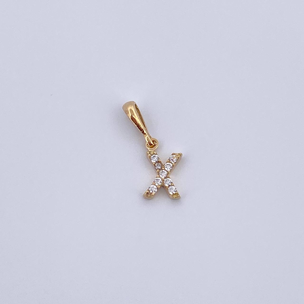 Pendant Letter X 0.5gr / 1.5cm / White Zircons Yellow Gold 18K &