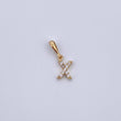 Pendant Letter X 0.5gr / 1.5cm / White Zircons Yellow Gold 18K &