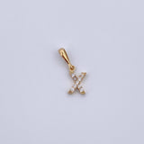 Pendant Letter X 0.5gr / 1.5cm / White Zircons Yellow Gold 18K &
