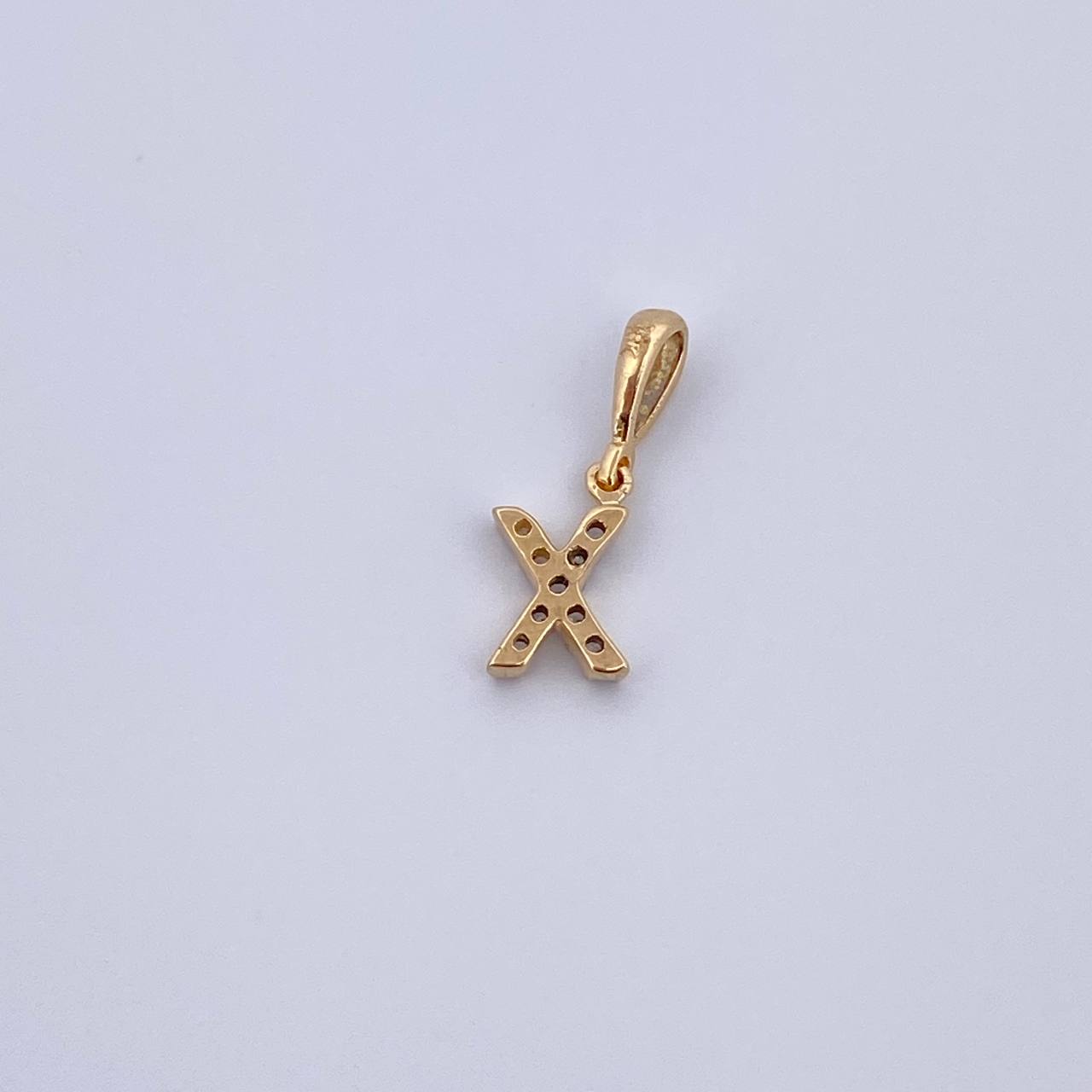 Pendant Letter X 0.5gr / 1.5cm / White Zircons Yellow Gold 18K &