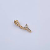 Pendant Letter Y 0.4gr / 1.5cm / White Zircons Yellow Gold 18K &