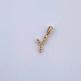 Pendant Letter Y 0.4gr / 1.5cm / White Zircons Yellow Gold 18K &