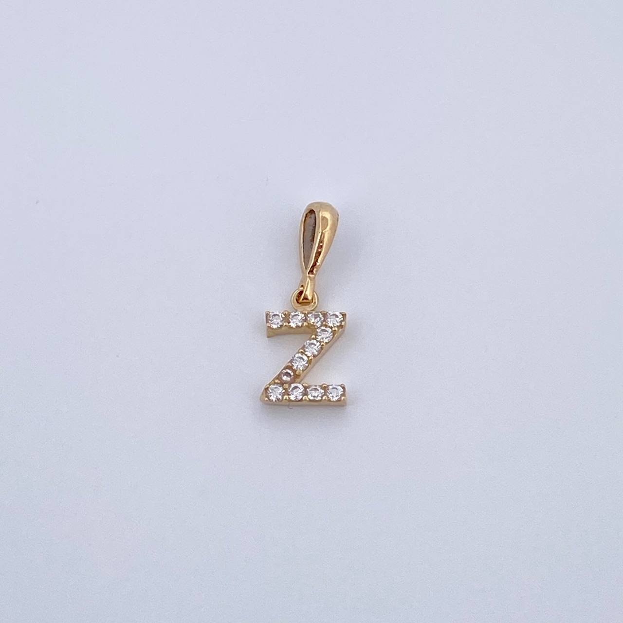 Pendant Letter Z 0.55gr / 1.5cm / White Zircons Yellow Gold 18K &