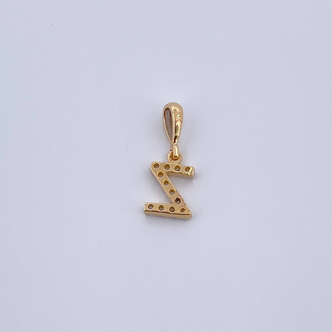 Pendant Letter Z 0.55gr / 1.5cm / White Zircons Yellow Gold 18K &