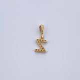 Pendant Letter Z 0.55gr / 1.5cm / White Zircons Yellow Gold 18K &