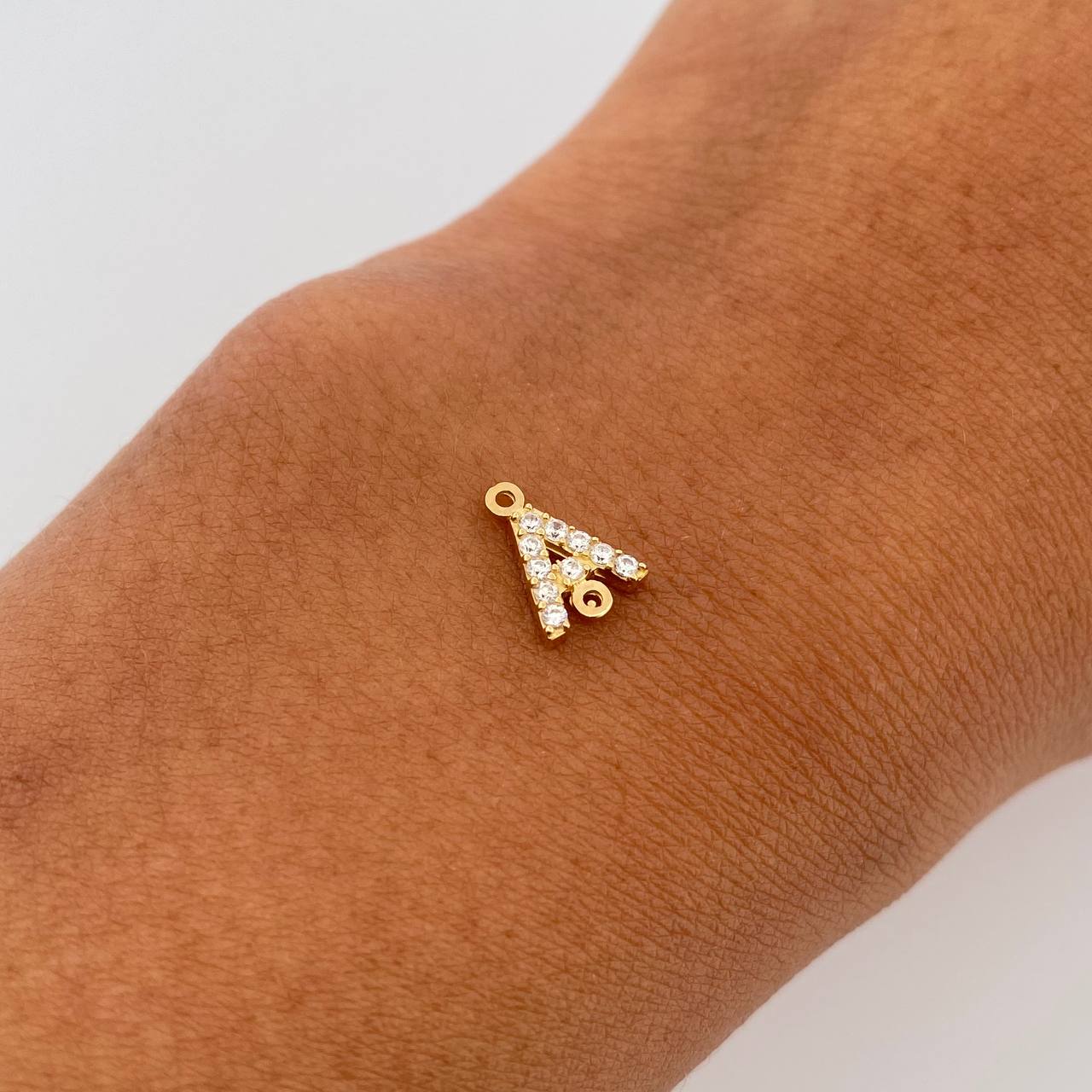 Charm Letter A 0.45gr / 1cm / White Zircons Yellow Gold 18K &