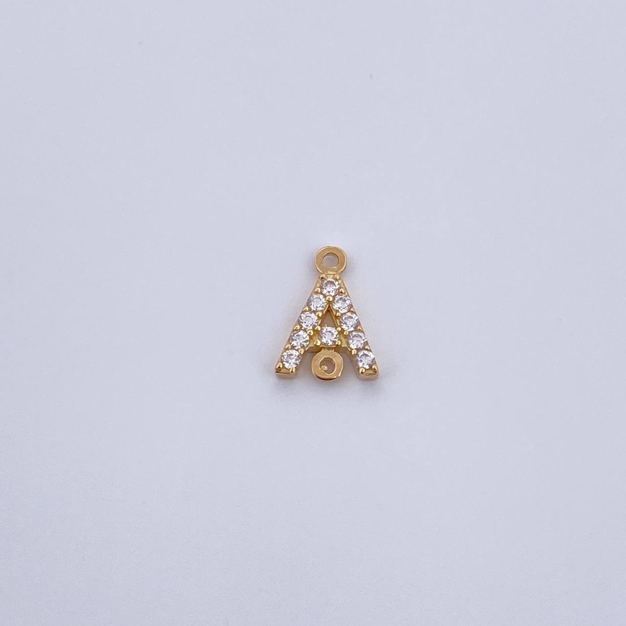 Charm Letter A 0.45gr / 1cm / White Zircons Yellow Gold 18K &