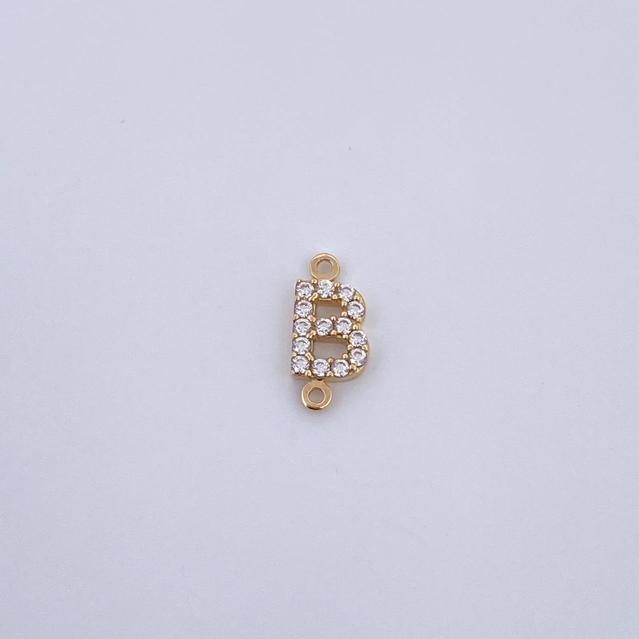 Charm Letter B 0.55gr / 1cm / White Zircons Yellow Gold 18K &