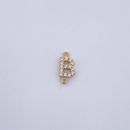 Charm Letter B 0.5gr / 1cm / White Zircons Yellow Gold 18K &
