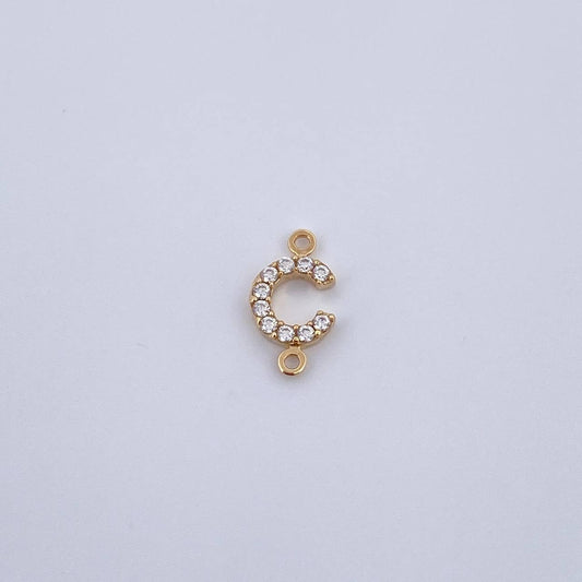 Charm Letter C 0.35gr / 1cm / White Zircons Yellow Gold 18K &