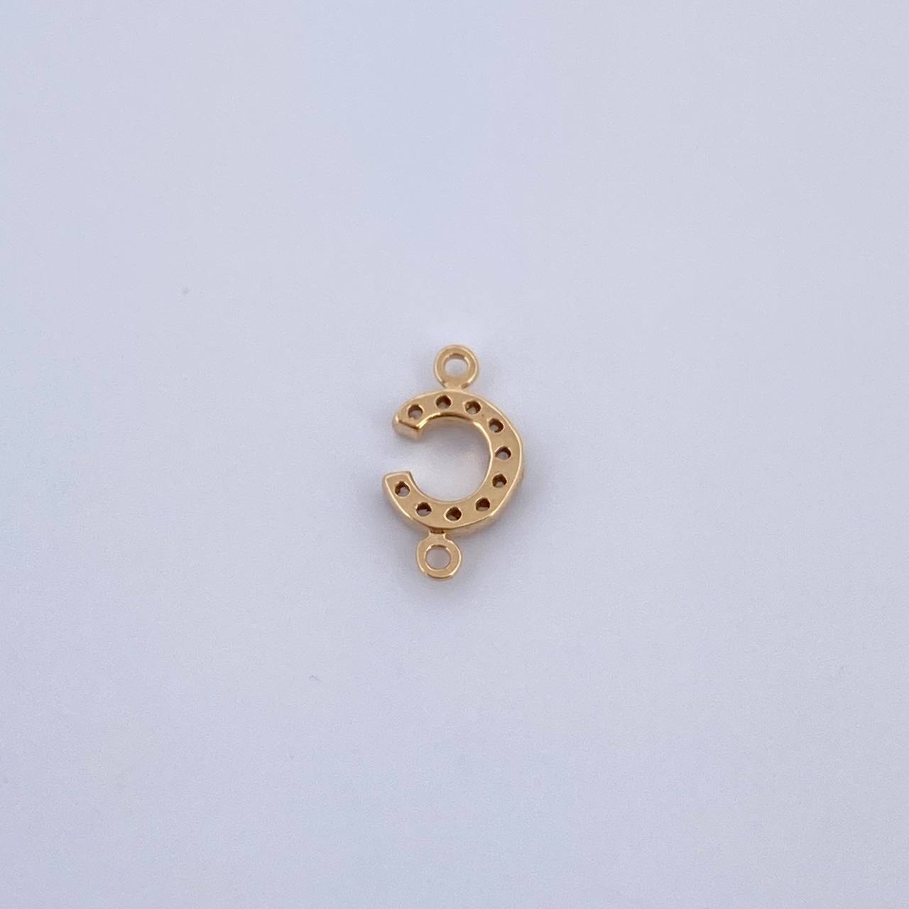 Charm Letter C 0.4gr / 1cm / White Zircons Yellow Gold 18K &