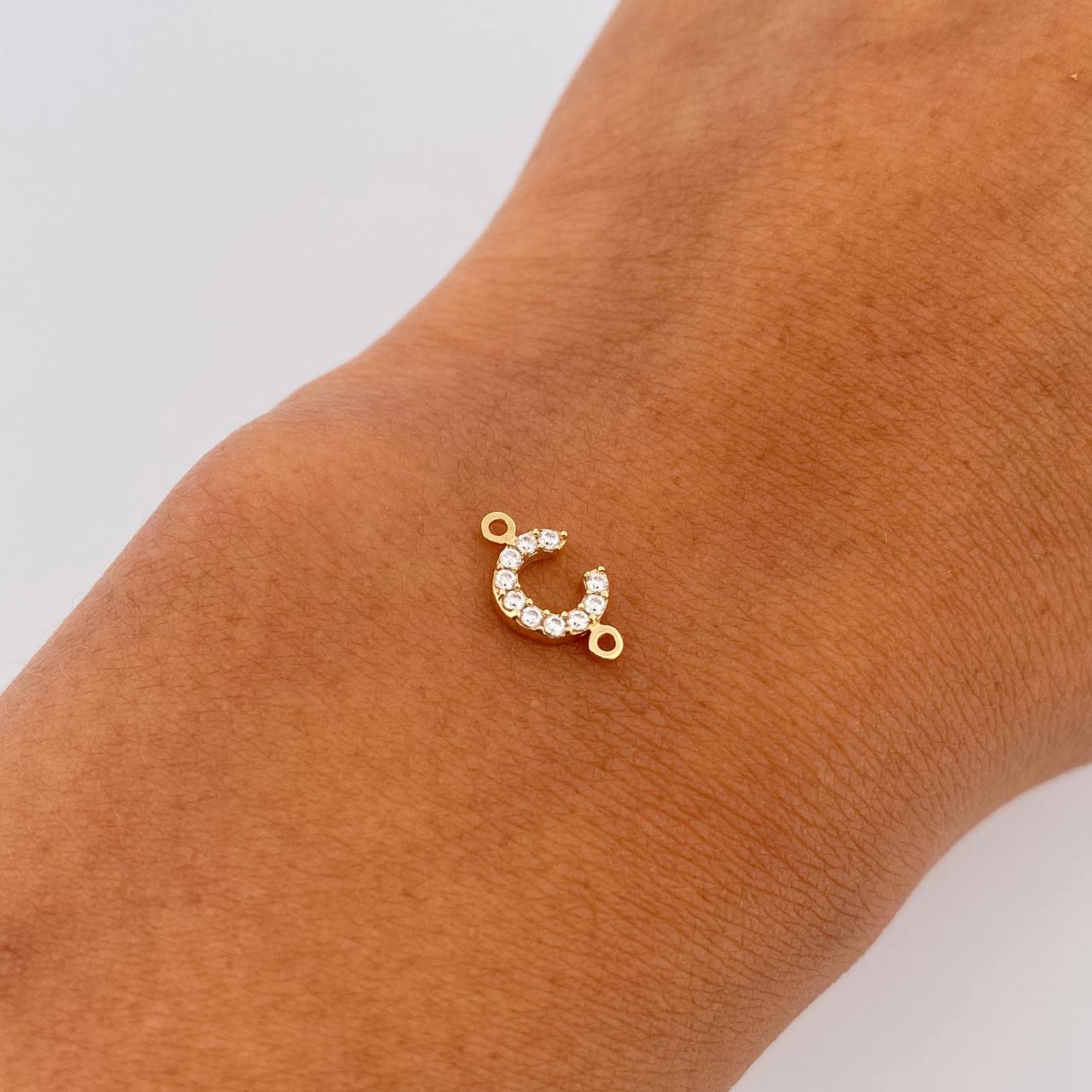 Charm Letter C 0.4gr / 1cm / White Zircons Yellow Gold 18K &