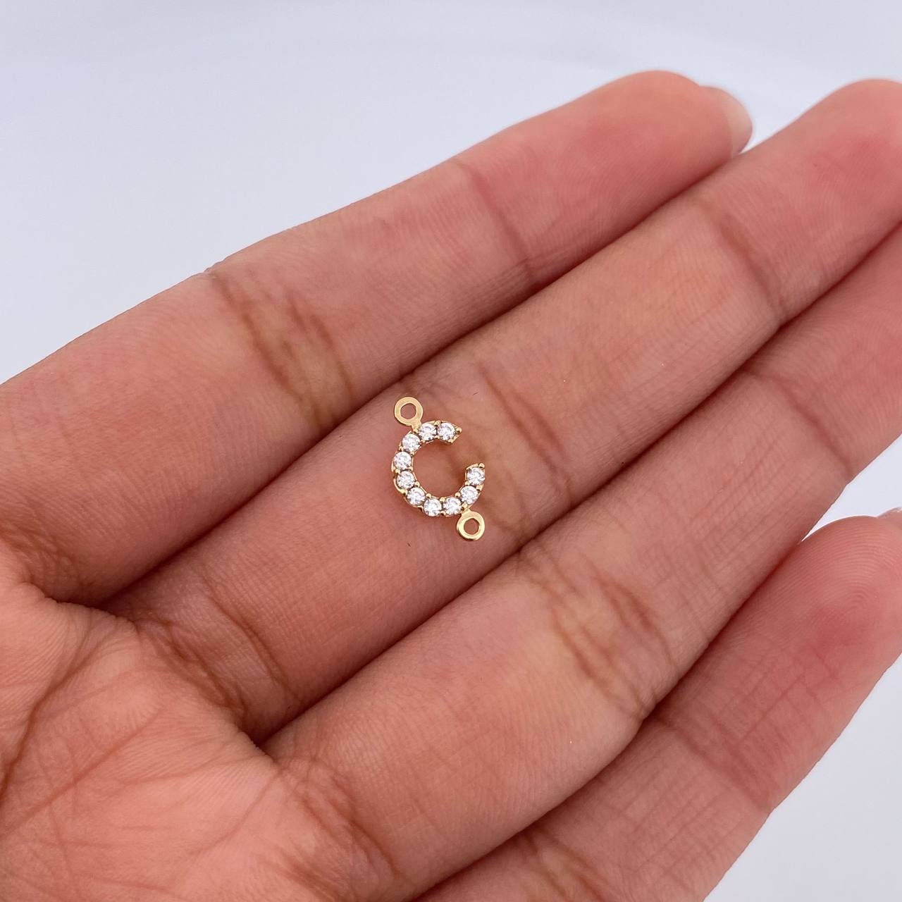Charm Letter C 0.35gr / 1cm / White Zircons Yellow Gold 18K &