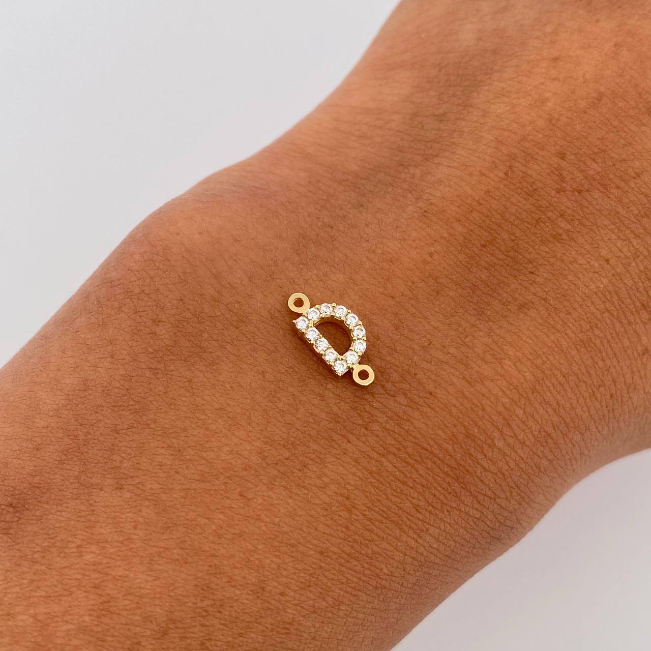 Charm Letter D 0.45gr / 1cm / White Zircons Yellow Gold 18K &