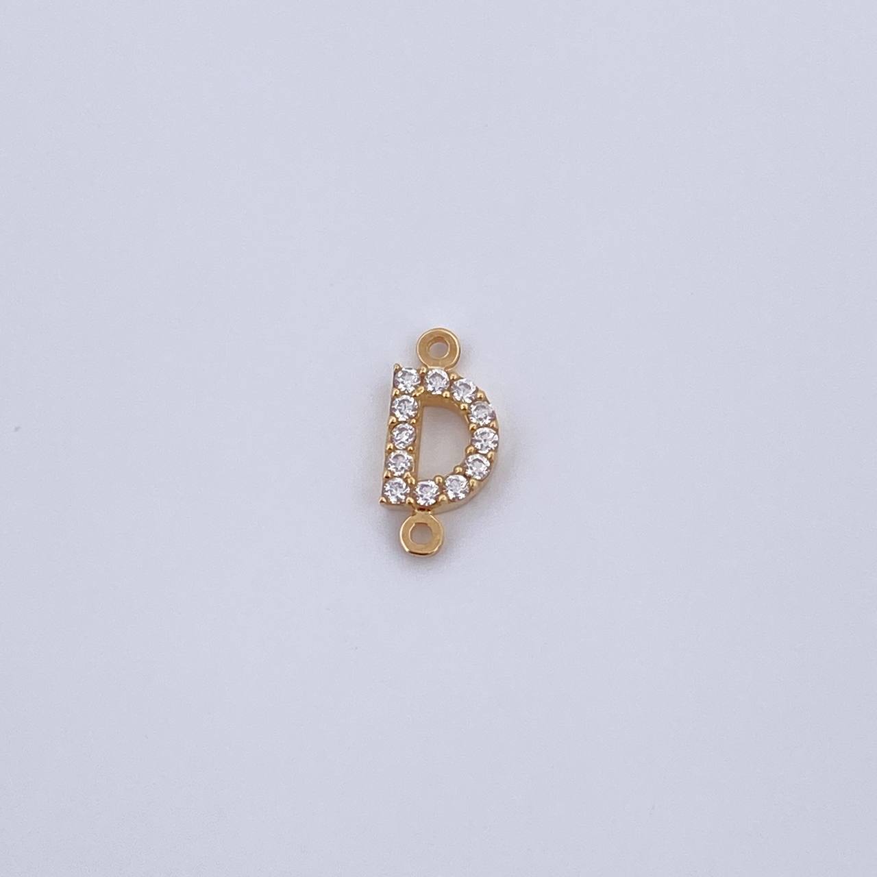 Charm Letter D 0.45gr / 1cm / White Zircons Yellow Gold 18K &