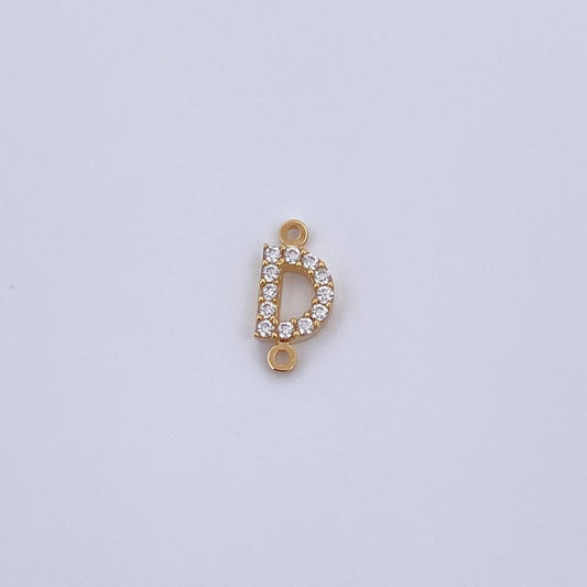 Charm Letter D 0.4gr / 1cm / White Zircons Yellow Gold 18K &