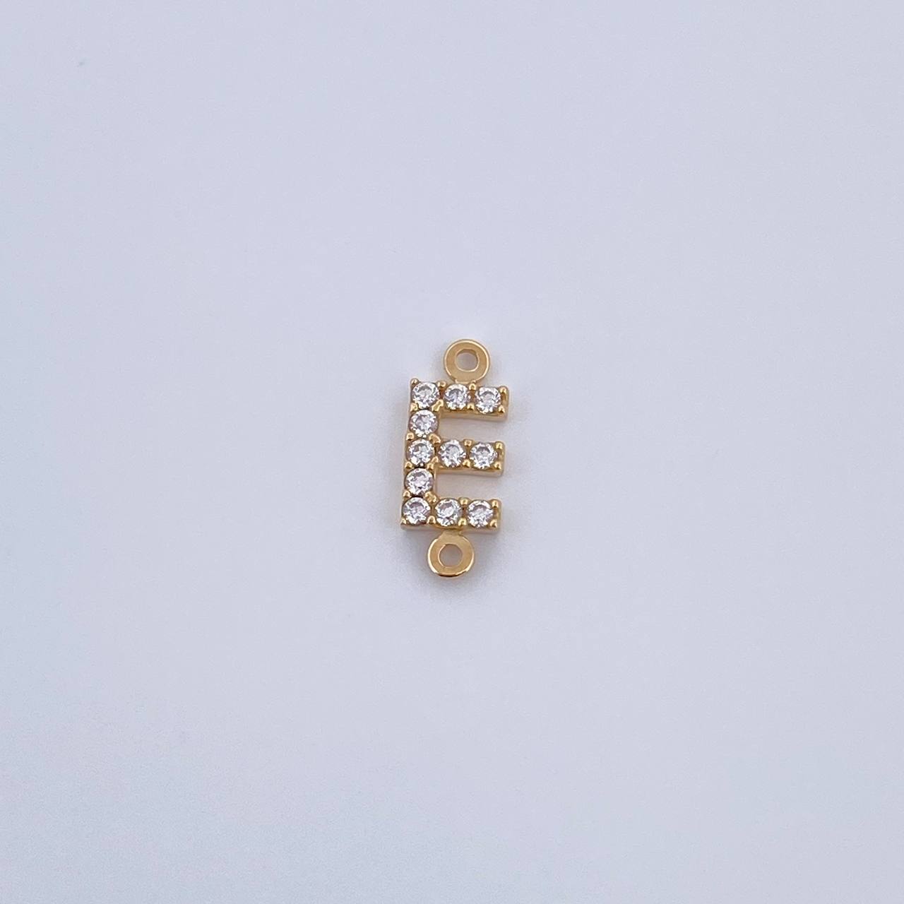 Charm Letter E 0.4gr / 1cm / White Zircons Yellow Gold 18K &