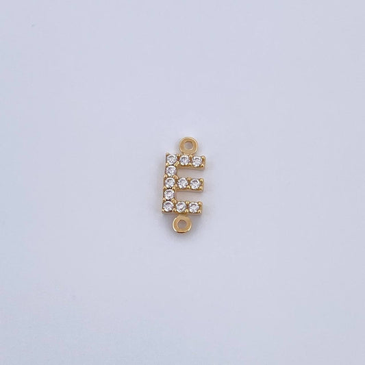 Charm Letter E 0.4gr / 1cm / White Zircons Yellow Gold 18K &