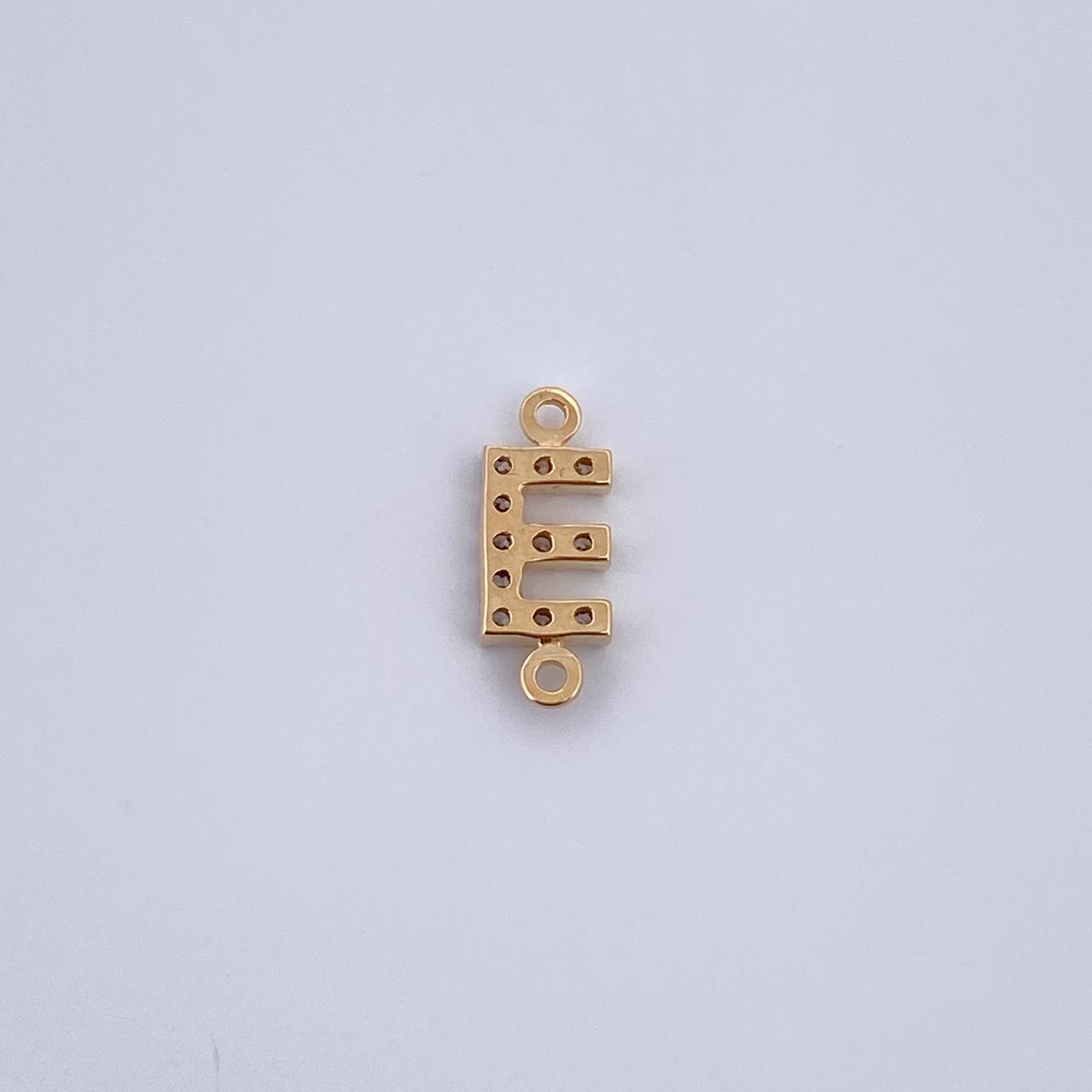 Charm Letter E 0.4gr / 1cm / White Zircons Yellow Gold 18K &