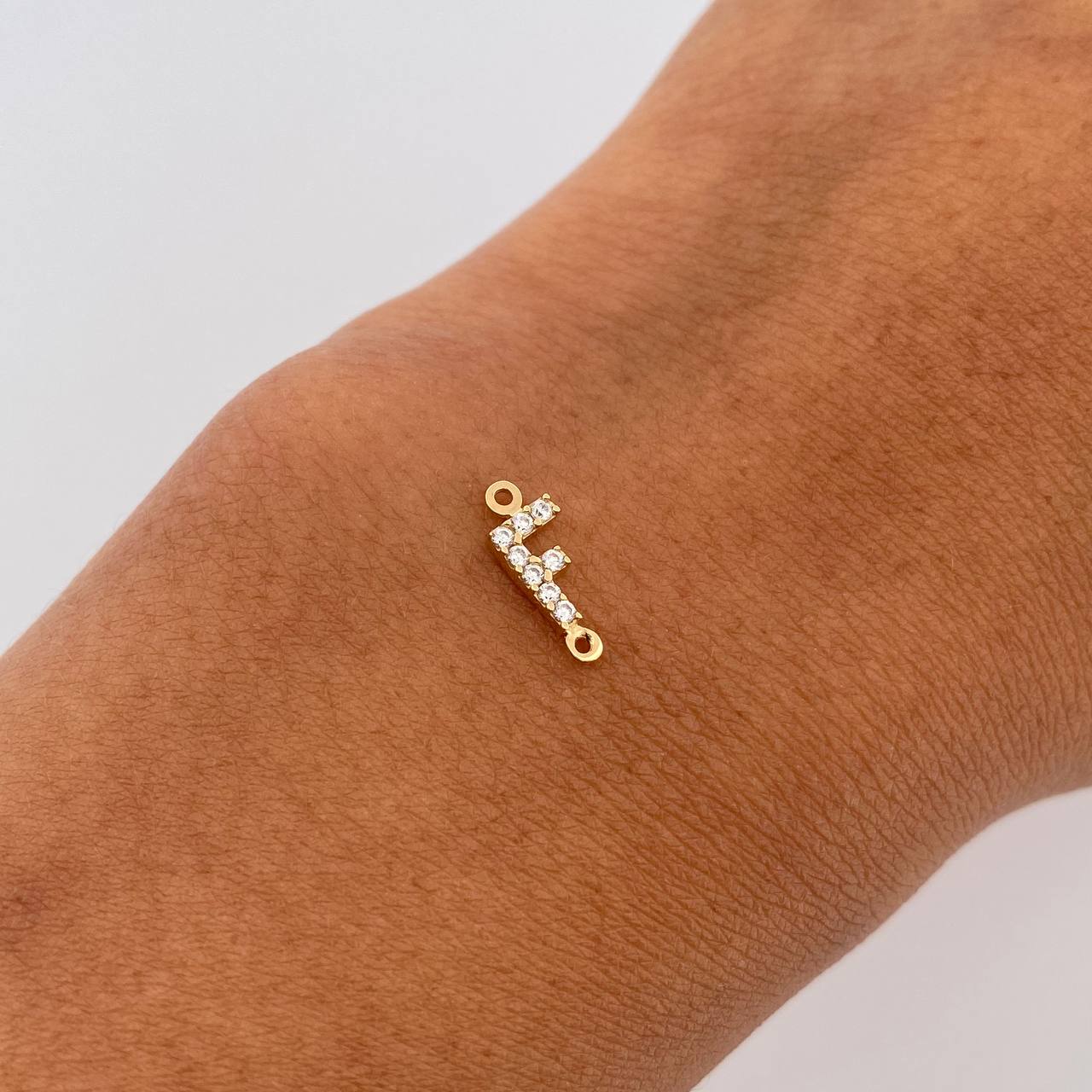 Charm Letter F 0.3gr / 1cm / White Zircons Yellow Gold 18K &