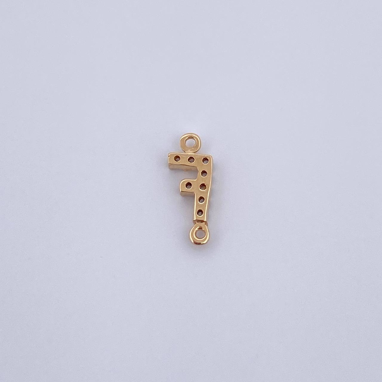 Charm Letter F 0.3gr / 1cm / White Zircons Yellow Gold 18K &