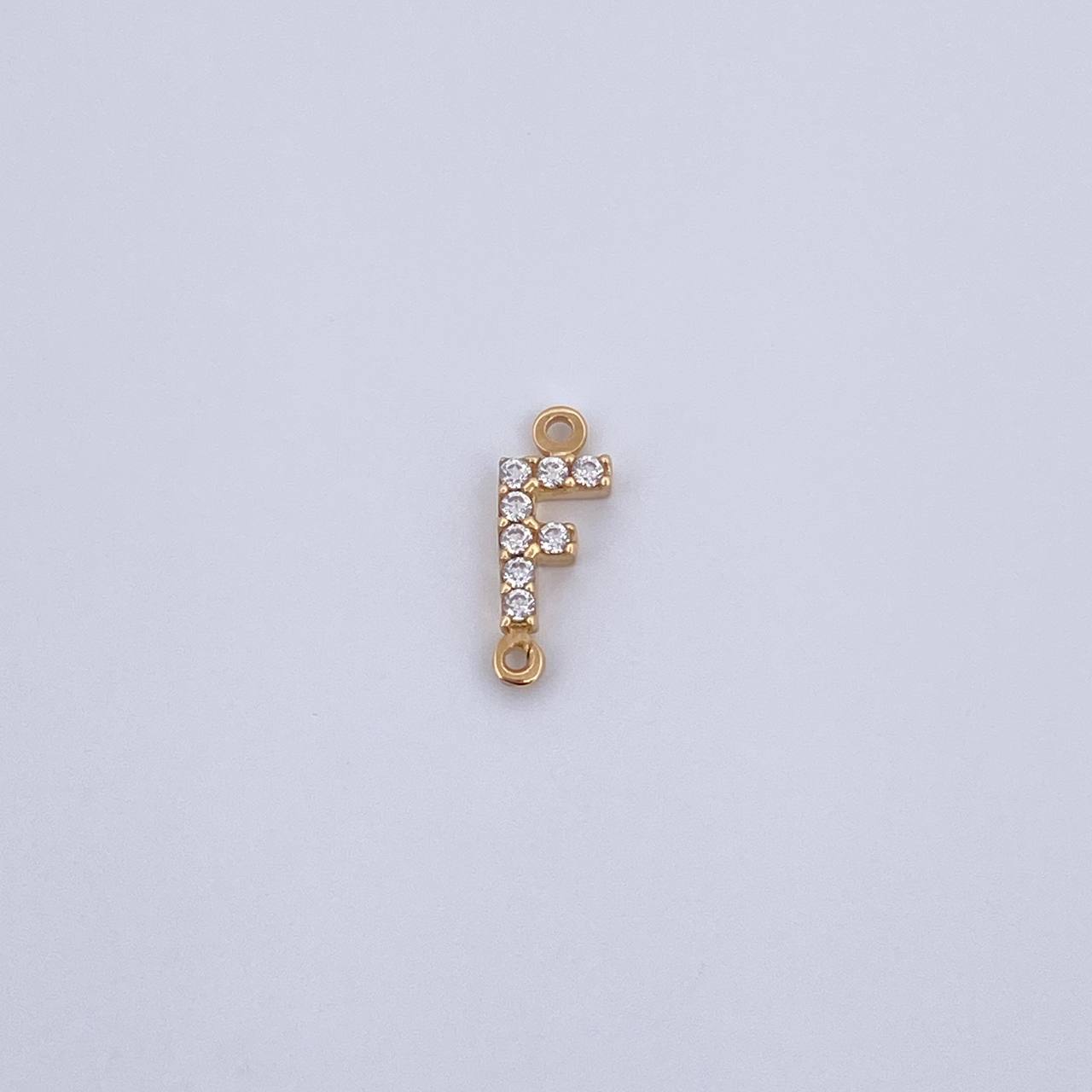 Charm Letter F 0.3gr / 1cm / White Zircons Yellow Gold 18K &