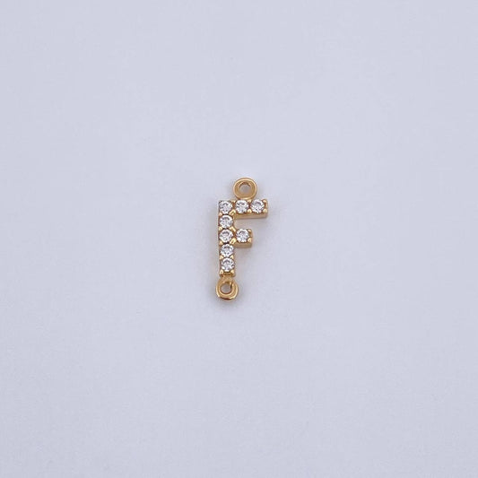 Charm Letter F 0.3gr / 1cm / White Zircons Yellow Gold 18K &