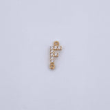 Charm Letter F 0.3gr / 1cm / White Zircons Yellow Gold 18K &