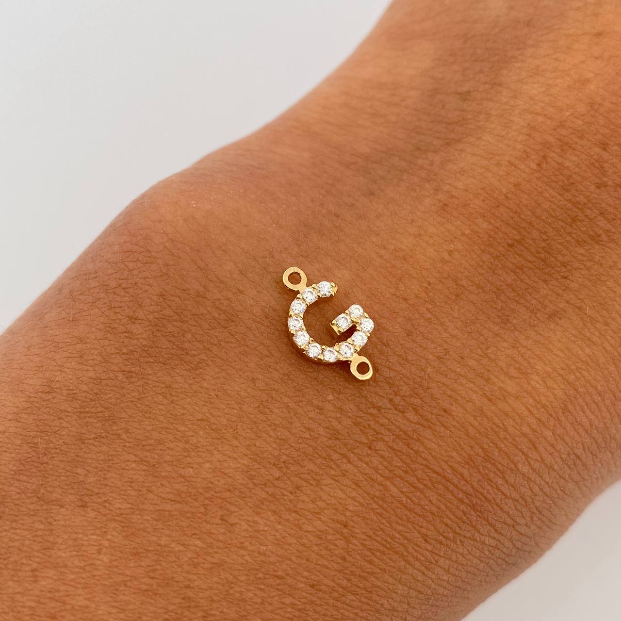 Charm Letter G 0.45gr / 1cm / White Zircons Yellow Gold 18K &