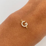 Charm Letter G 0.45gr / 1cm / White Zircons Yellow Gold 18K &