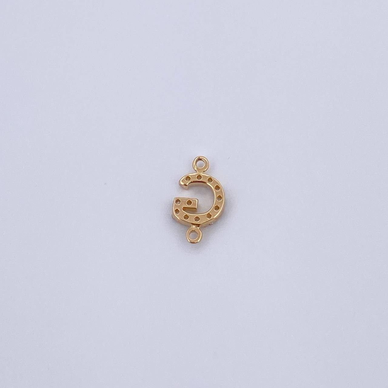 Charm Letter G 0.45gr / 1cm / White Zircons Yellow Gold 18K &