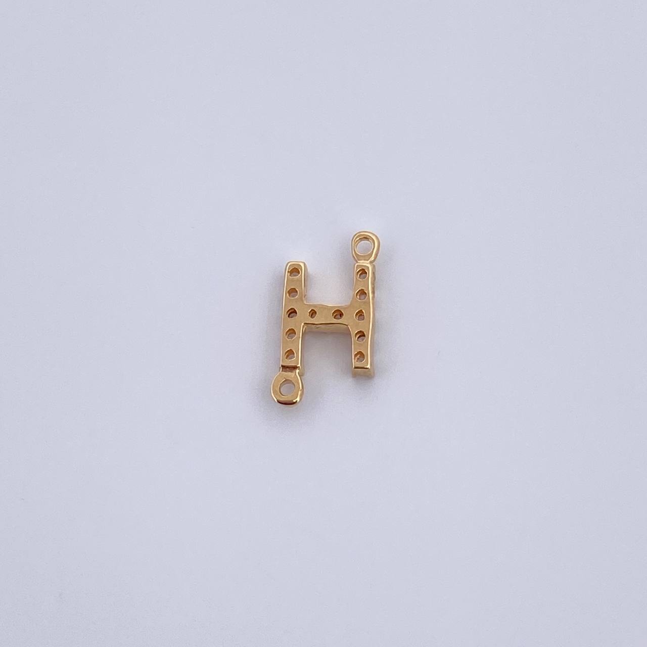 Charm Letter H 0.5gr / 1cm / White Zircons Yellow Gold 18K &