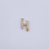Charm Letter H 0.45gr / 1cm / White Zircons Yellow Gold 18K &