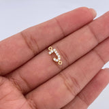 Charm Letter J 0.35gr / 1cm / White Zircons Yellow Gold 18K &