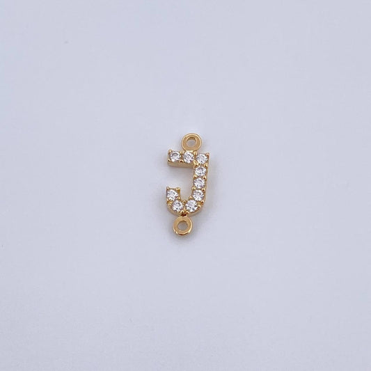 Charm Letter J 0.35gr / 1cm / White Zircons Yellow Gold 18K &