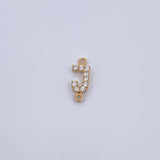 Charm Letter J 0.35gr / 1cm / White Zircons Yellow Gold 18K &